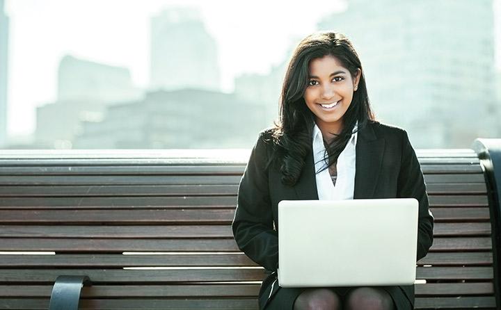 photo of student taking graduate business classes